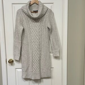 Banana Republic chunky knit gray cowl neck sweater dress